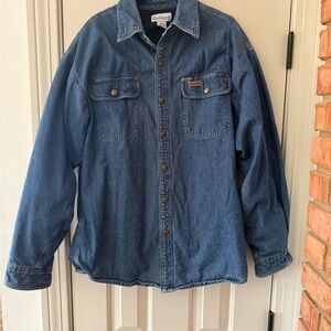 Vintage Carhartt Men’s Fleece-lined Denim Snap Front Shirt Jacket Size Medium